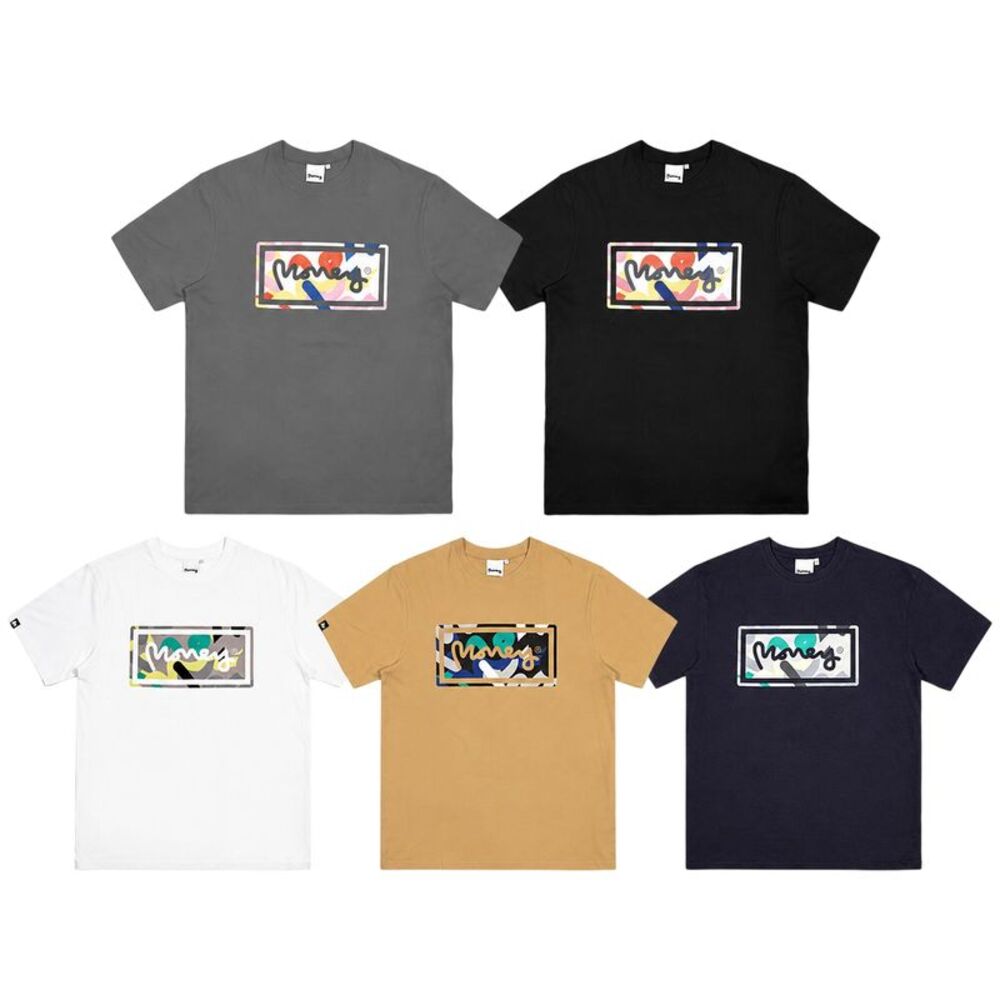 Money Mens Sig Camo T-Shirt (Pack of 5) / Black/White/Gray